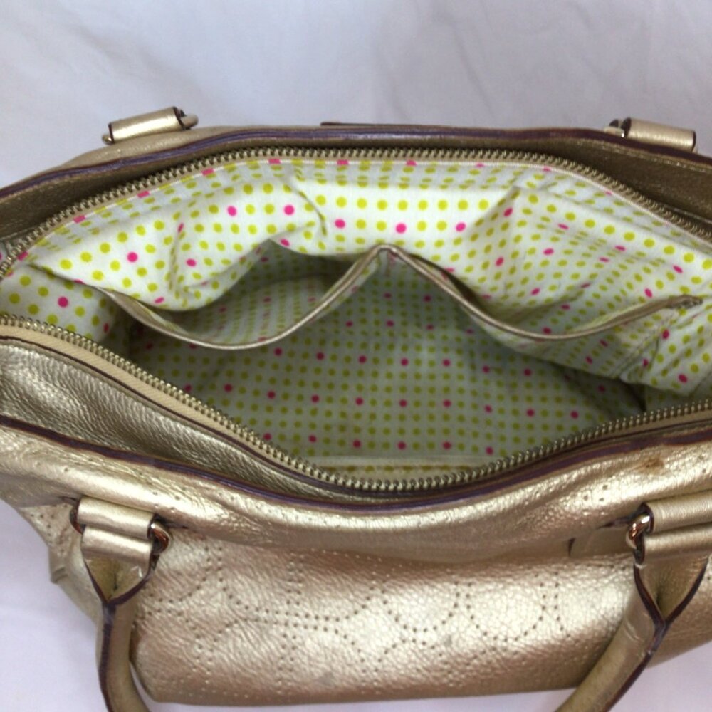 Kate Spade York Street Metallic Gold Leather Satchel • WKRU0812 • Care Cards - Picture 14 of 16